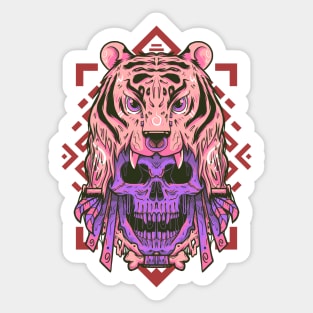 Tiger Head Skull Sticker